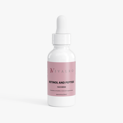Sérum Facial de Retinol y Péptidos de Ivalro: frasco de cristal visto de frente