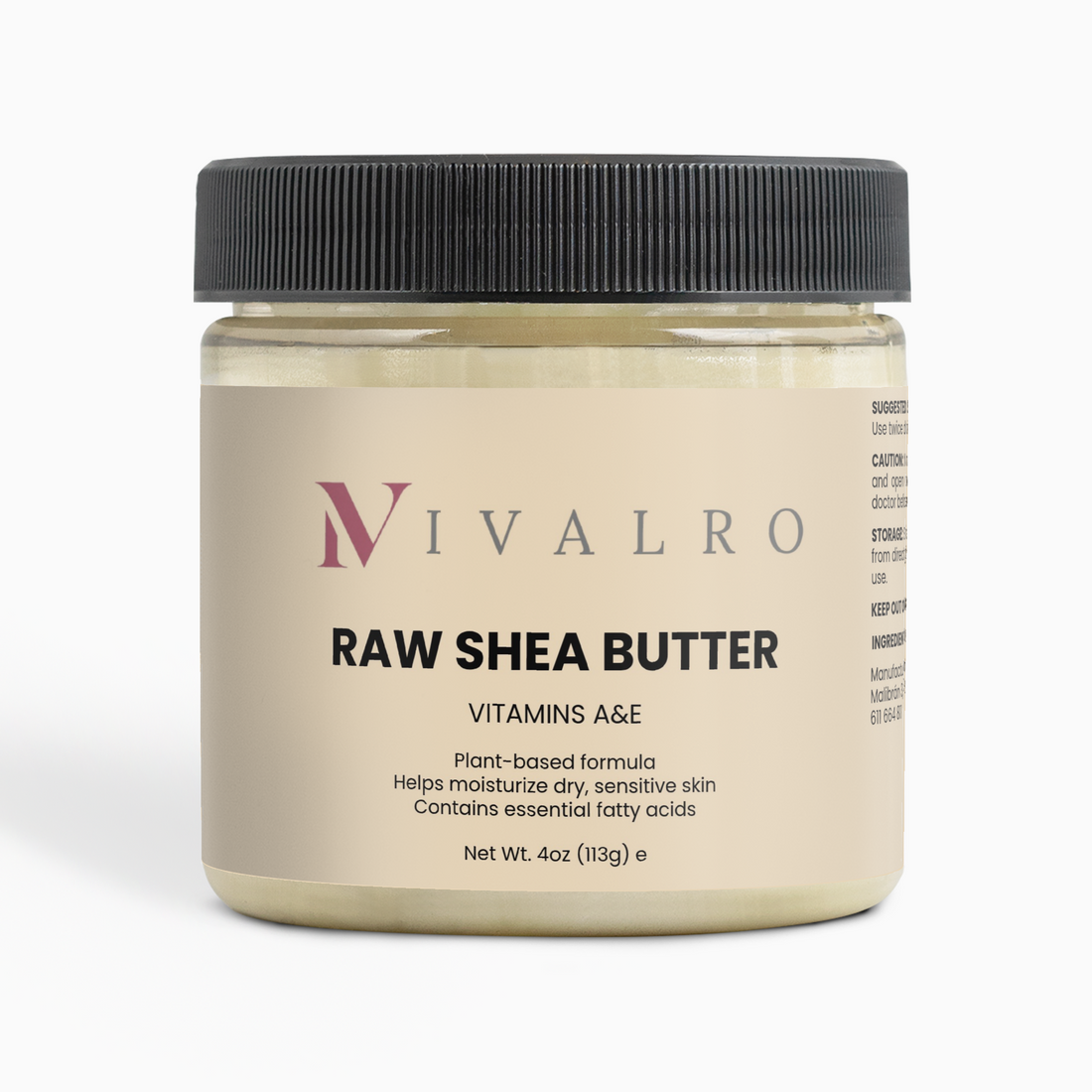 Ivalro Raw Shea Butter: jar with label, front view