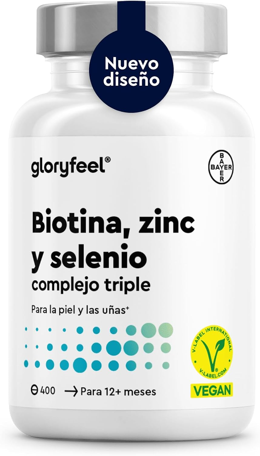 Biotina + Zinc + Selenio - 400 Pastillas Veganas (Suministro Para 1+ Año) - Vitaminas Para El Cabello - Apoya El Crecimiento Del Pelo, Fortalece La Piel Y Las Uñas - Sin Aditivos