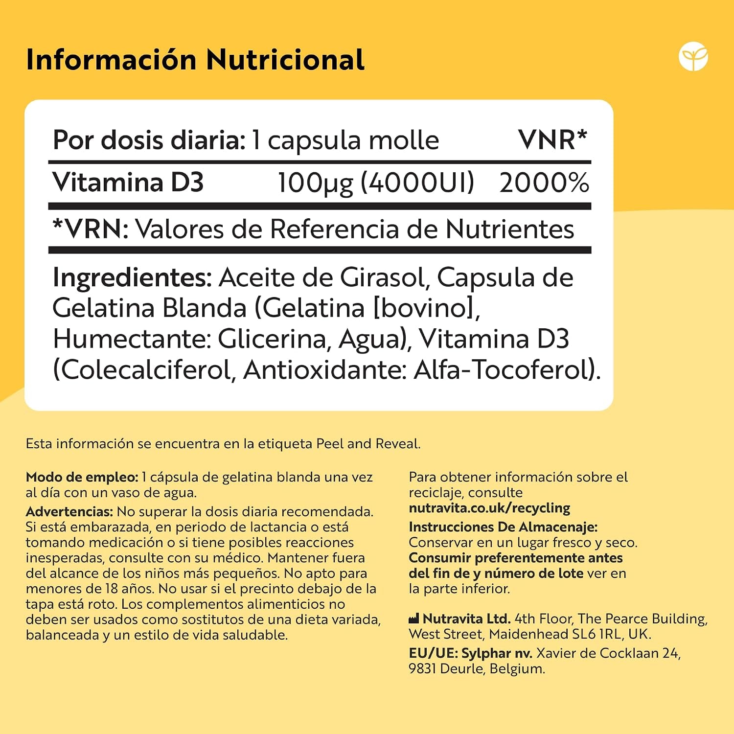 Nutravita Vitamina D3 4000 UI Con 400 Comprimidos Softgel De Alta Dosis