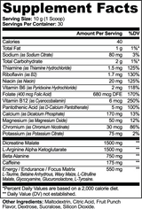 Nitric Shock Pre-Entreno (Ponche de Frutas) de Ivalro: tabla de información nutricional