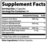 Musgo Marino (Sea Moss) de Ivalro: tabla de información nutricional