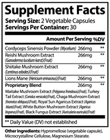Complejo de Setas 10X de Ivalro: tabla de información nutricional