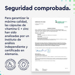 Vitamina C + Zinc - 365 Cápsulas - 1000Mg Vitamina C + 20Mg Zinc - Apoya El Sistema Inmunológico Y Reduce La Fatiga - Con Protección Gástrica Y Ph Neutro -100% Vegano
