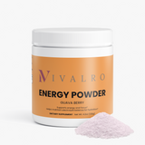 Polvo Energético (Guayaba y Frutos Rojos) de Ivalro: bote con el polvo al lado