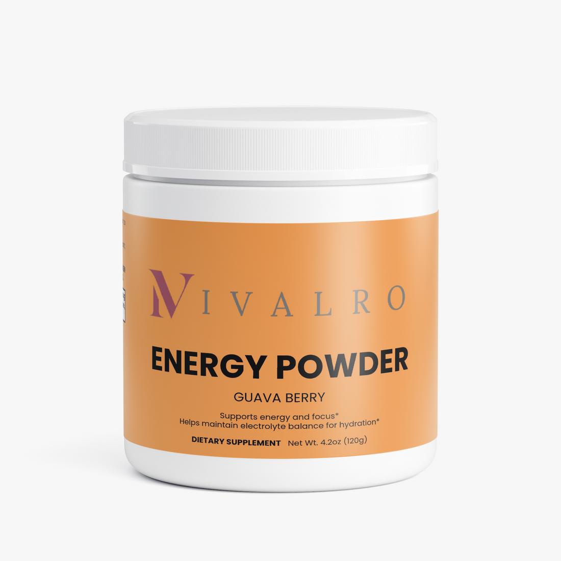 Polvo Energético (Guayaba y Frutos Rojos) de Ivalro: bote visto de frente