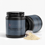 Proteína Whey Performance (Vainilla) de Ivalro: bote abierto con el polvo
