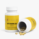Vitamina D3 2.000 UI de Ivalro: bote abierto con las cápsulas