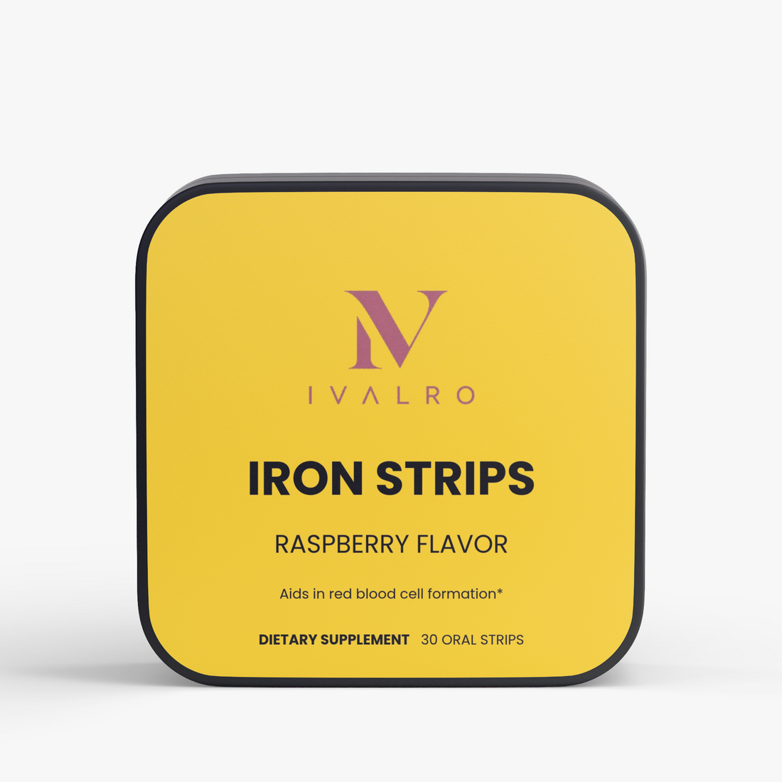 Ivalro Iron Strips with Folate: tin, front view