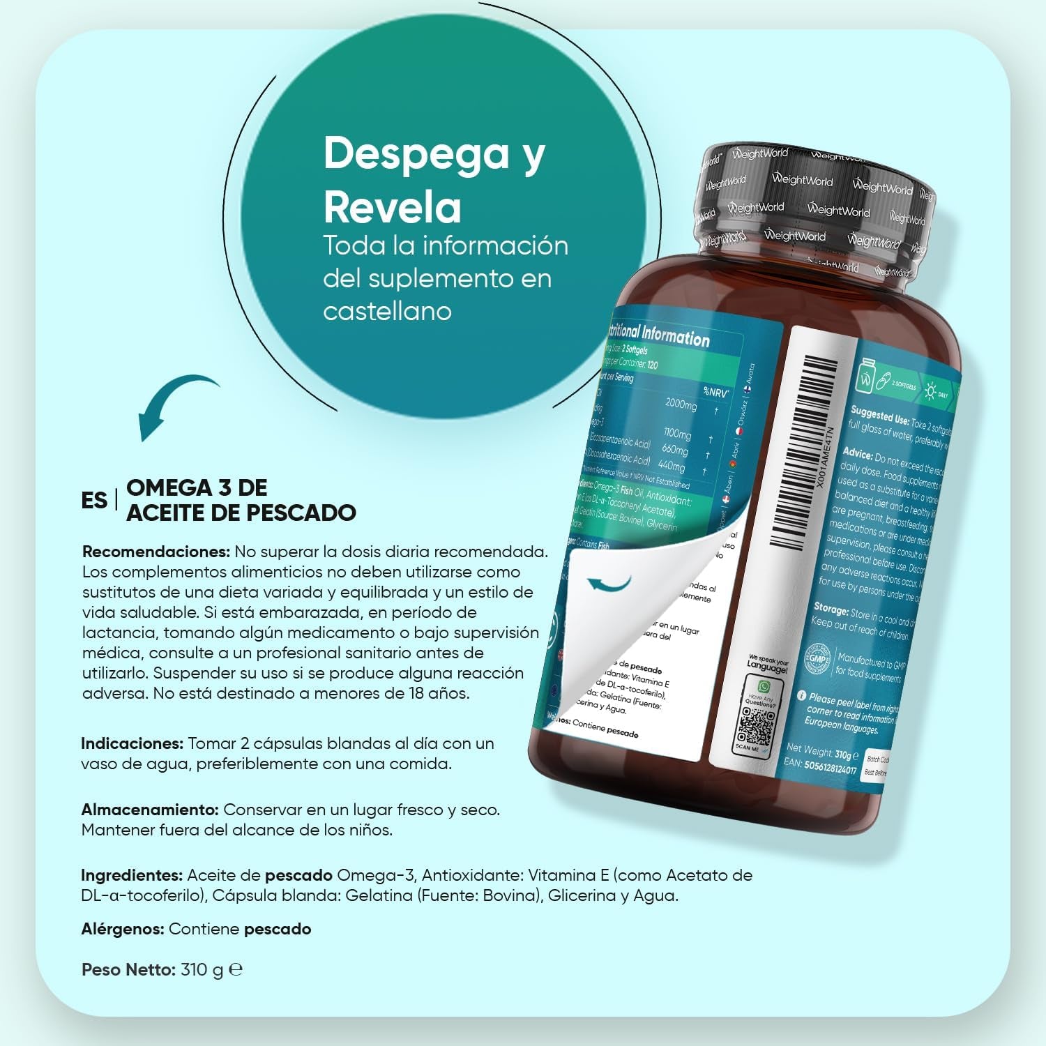 Omega 3 2000Mg - 240 Perlas Aceite Pescado IFOS* (660Mg EPA + 440Mg DHA)