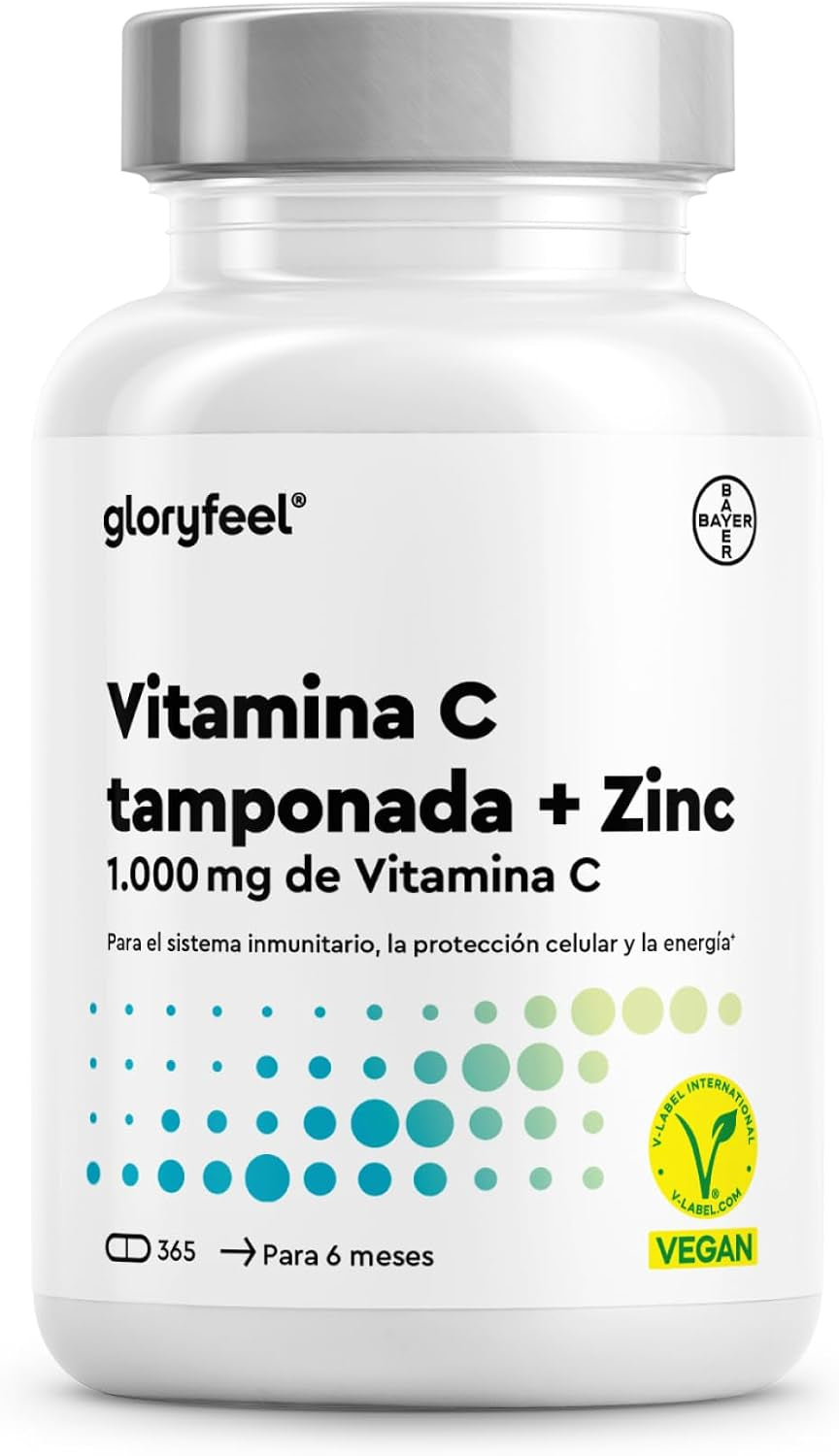 Vitamina C + Zinc - 365 Cápsulas - 1000Mg Vitamina C + 20Mg Zinc - Apoya El Sistema Inmunológico Y Reduce La Fatiga - Con Protección Gástrica Y Ph Neutro -100% Vegano