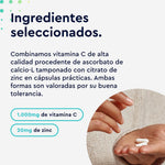 Vitamina C + Zinc - 365 Cápsulas - 1000Mg Vitamina C + 20Mg Zinc - Apoya El Sistema Inmunológico Y Reduce La Fatiga - Con Protección Gástrica Y Ph Neutro -100% Vegano