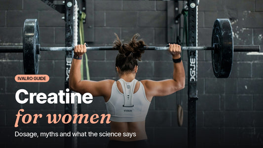 Woman lifting a barbell in a gym, cover of the creatine for women guide