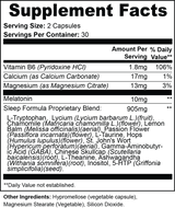 Sleep Support de Ivalro: tabla de información nutricional